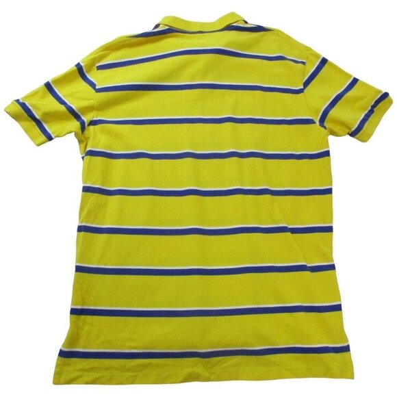 Polo‎ Ralph Lauren Polo Shirt Mens Large Yellow Striped Collared High Low Slit - Picture 2 of 10